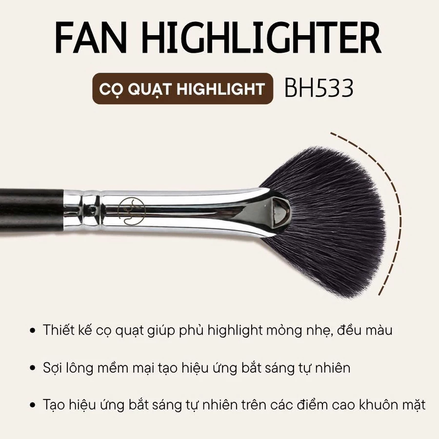 Cọ Quạt Highlight BH Cosmetics Fan Highlighter Brush BH533